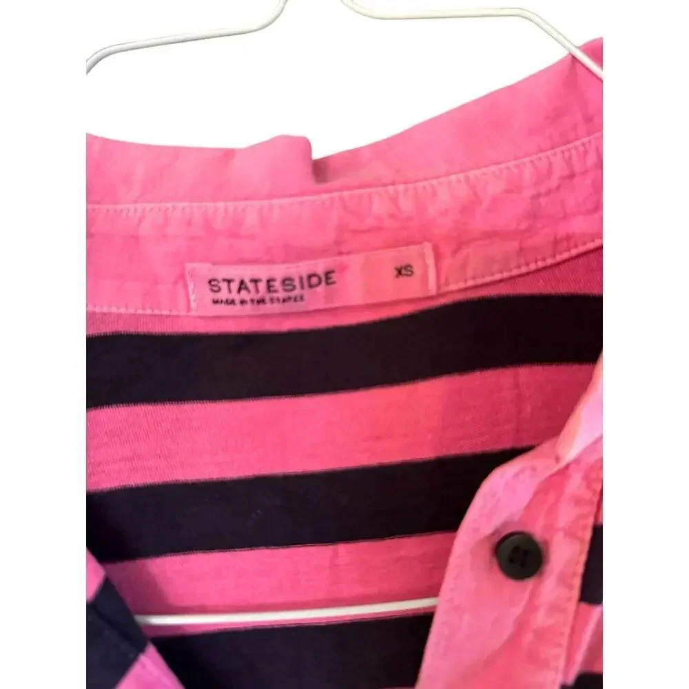 Stateside Black & Pink Striped Jersey Rugby Polo Shirt Top Size XS - Picture 4 of 5